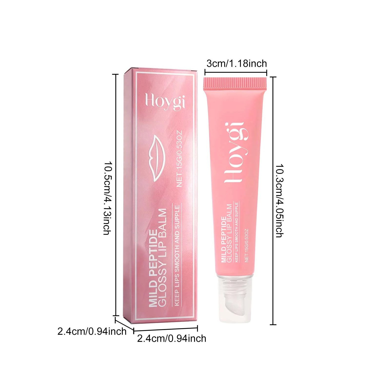 Glossy Lip Balm Hydrating Lip Gloss for Smooth Supple Lips with Peptides & Grape Seed Oil 15g 1 hoygi glossy hydrating lip balm peptide grape seed oil 15g hoy 97tx59cx desc 1