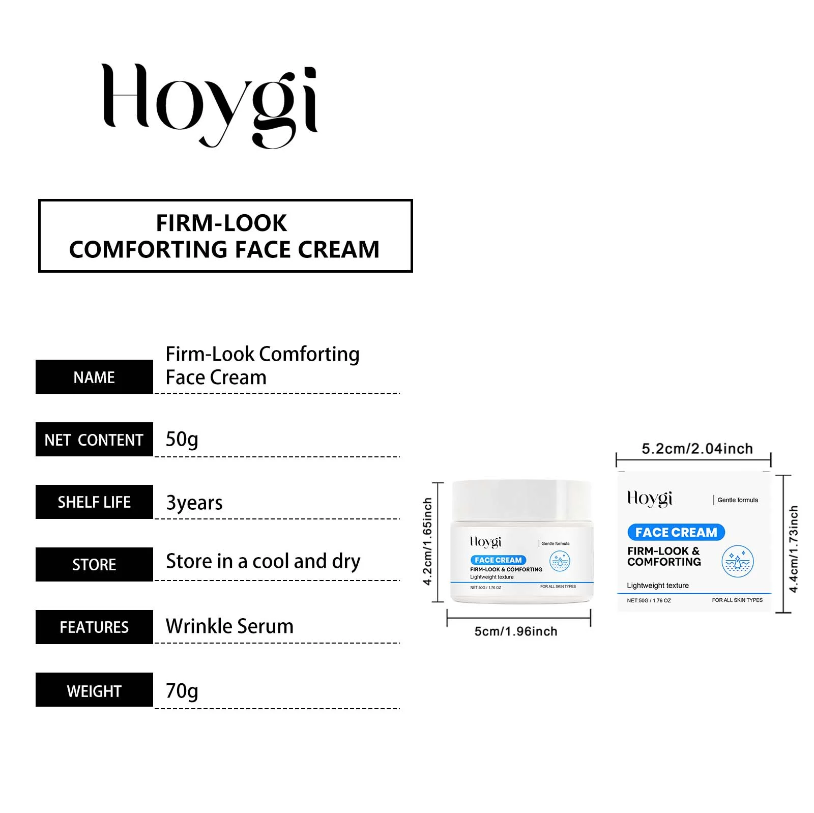 Hydrating Face Cream Lightweight Moisturizer with Arginine & Hyaluronic Acid for Firming & Radiance 50g 1 hoygi hydrating face cream lightweight moisturizer arginine hyaluronic acid 50g hoy v67ax4ek desc 1