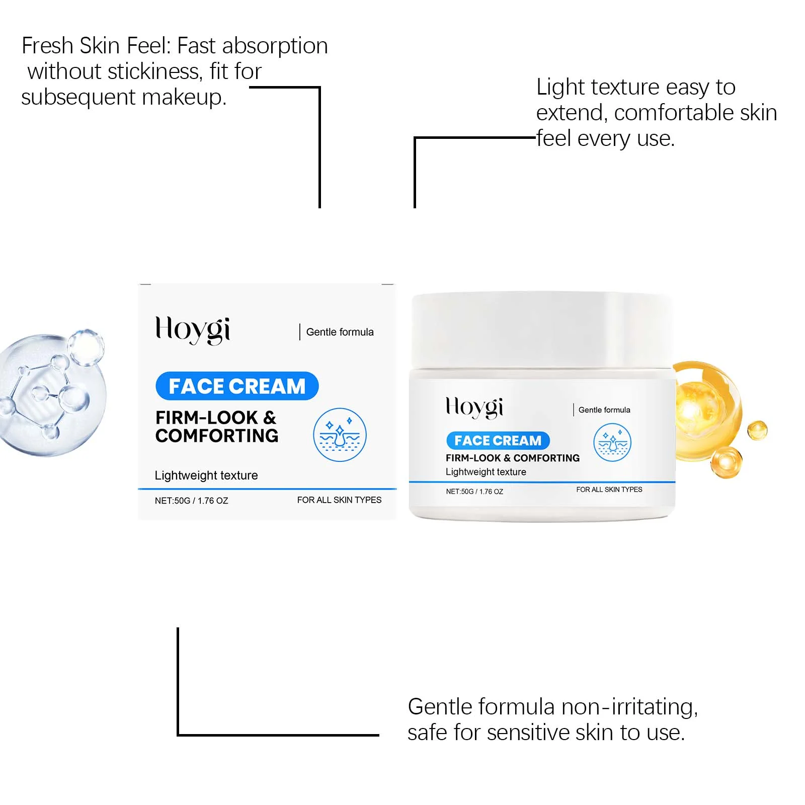 Hydrating Face Cream Lightweight Moisturizer with Arginine & Hyaluronic Acid for Firming & Radiance 50g 6 hoygi hydrating face cream lightweight moisturizer arginine hyaluronic acid 50g hoy v67ax4ek desc 6