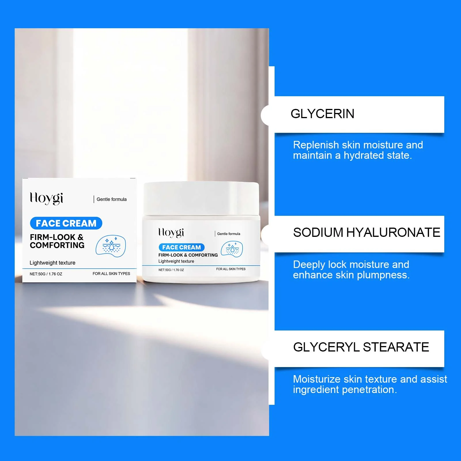 Hydrating Face Cream Lightweight Moisturizer with Arginine & Hyaluronic Acid for Firming & Radiance 50g 7 hoygi hydrating face cream lightweight moisturizer arginine hyaluronic acid 50g hoy v67ax4ek desc 7