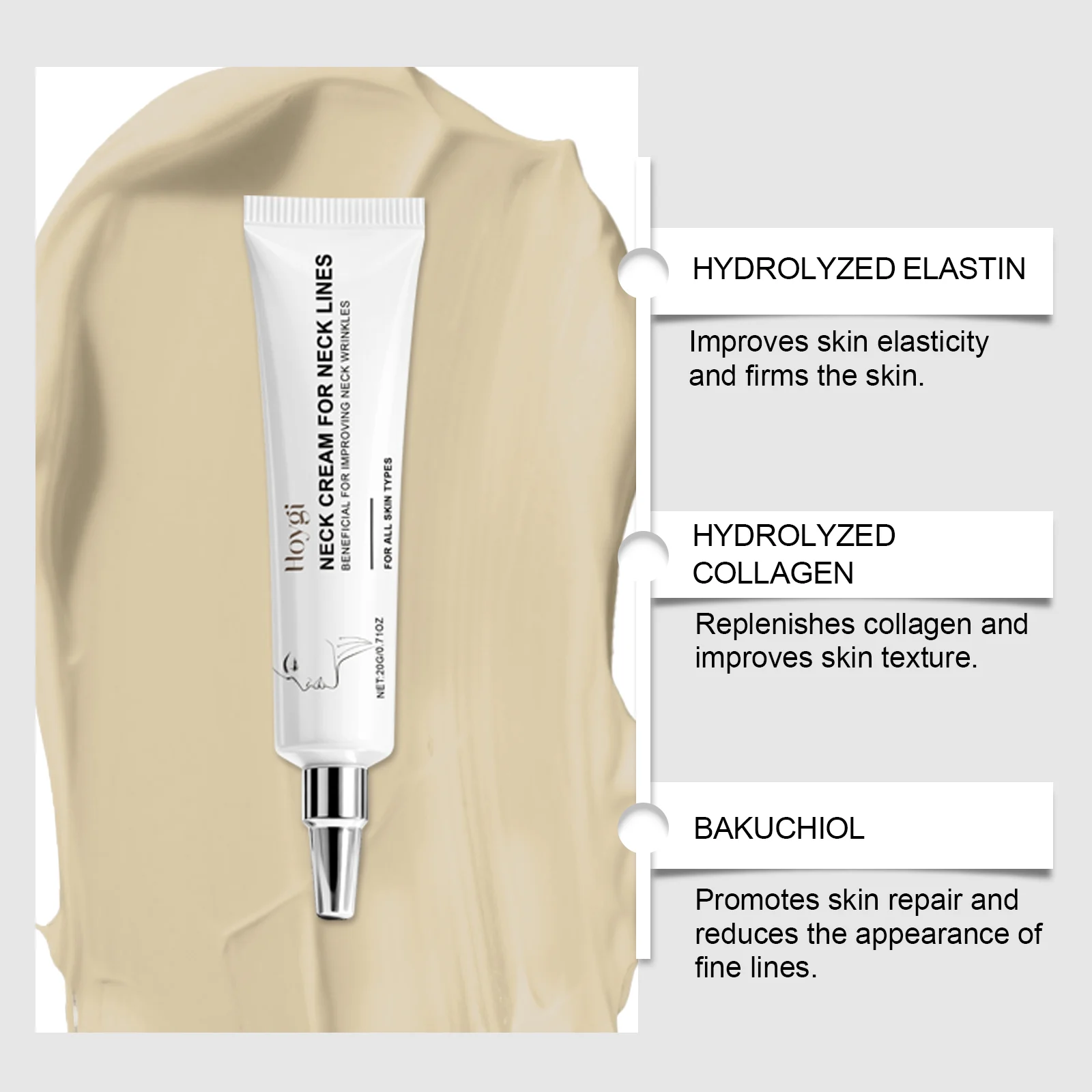 Neck Cream 20g Firming Hydration Anti-Wrinkle Moisturizer for Neck Lines 7 hoygi neck cream firming hydration anti wrinkle 20g hoy 84eeprv3 desc 7