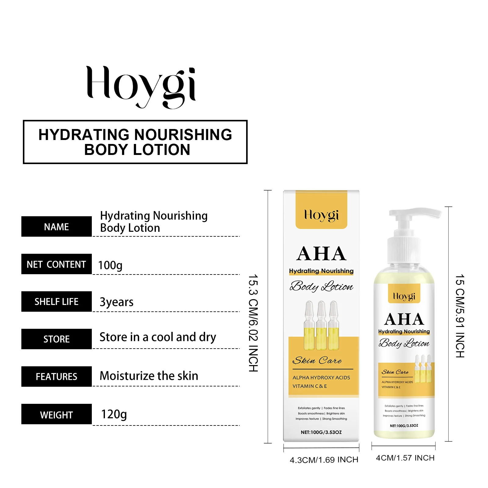 Hoygi Hydrating Body Lotion with AHA, Vitamin C & E for Smooth and Firm Skin 1 hydrating body lotion hoy 3jsb9vwg desc 1