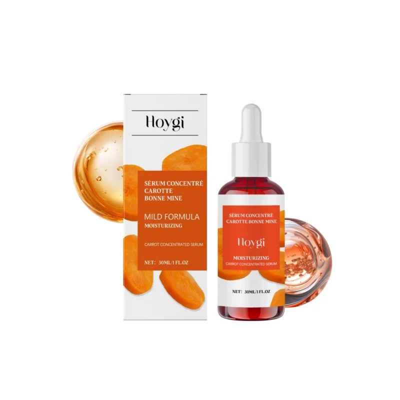 Hoygi Hydrating Serum with Hyaluronic Acid and Carrot in a sleek 30ml bottle for visible redness reduction and radiant skin.