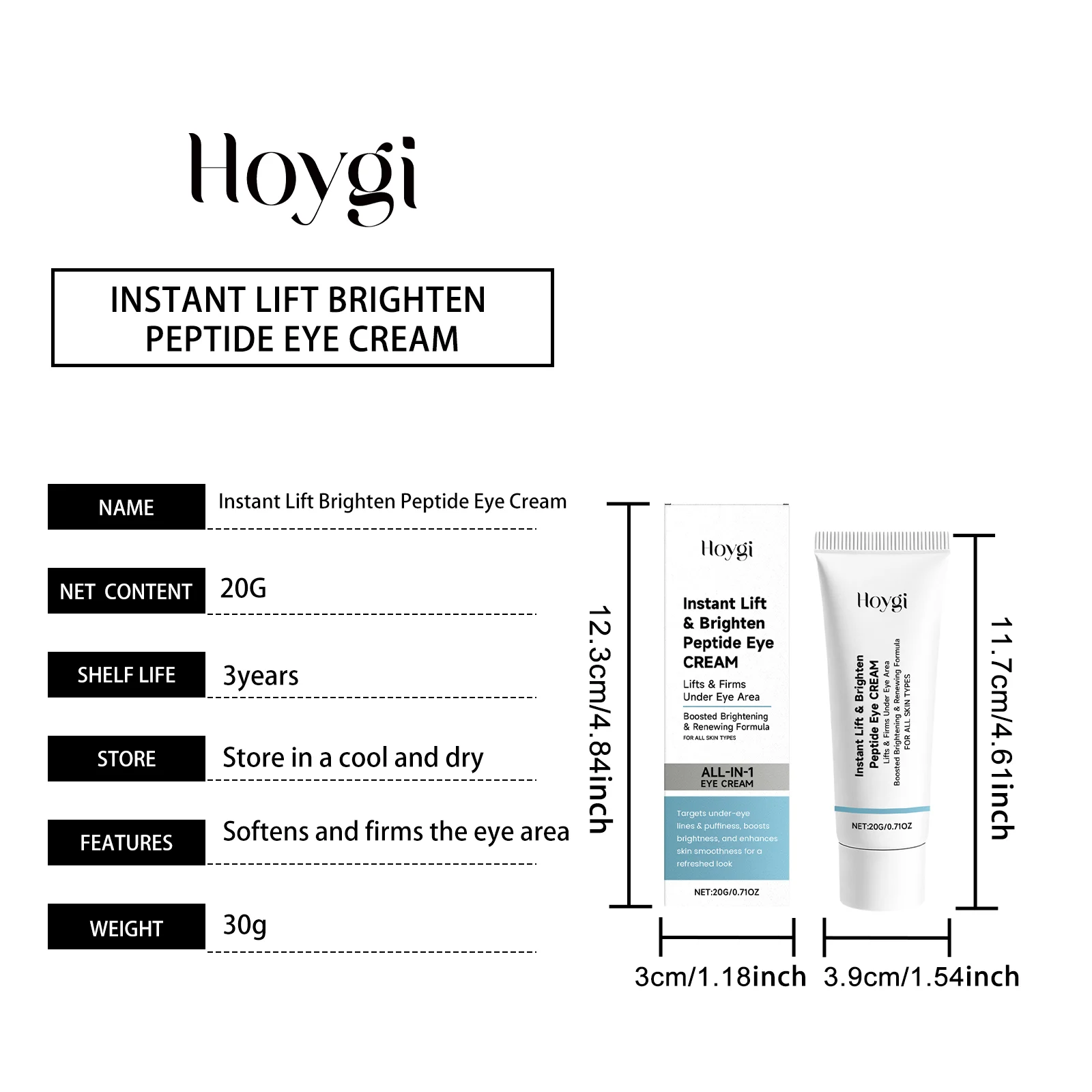 Hydrating Eye Cream 20g Peptide Eye Cream for Reducing Dark Circles & Puffiness 1 hydrating peptide eye cream 20g for dark circles puffiness hoy n25xcpk8 desc 1