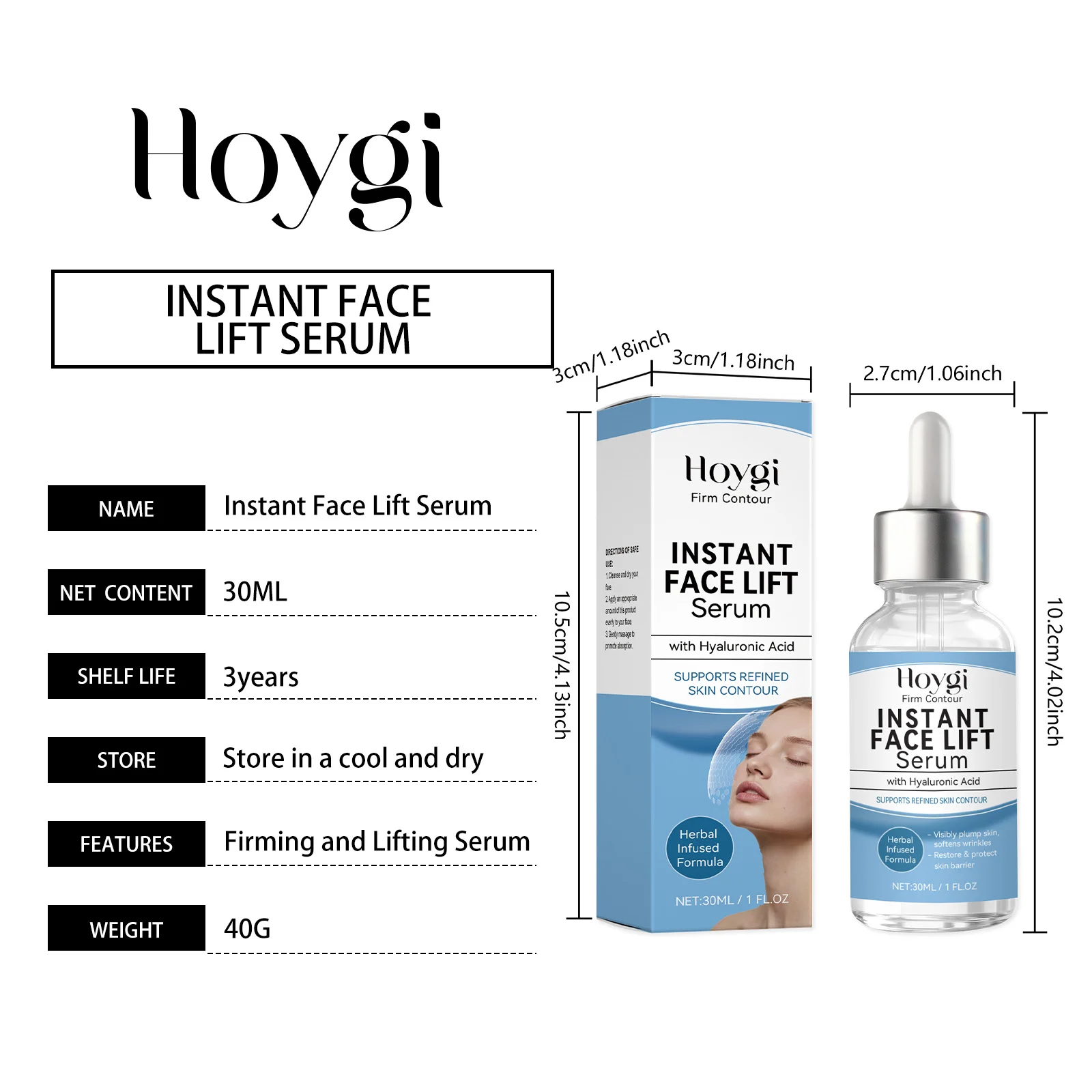 Instant Face Lift Serum 30ml with Hyaluronic Acid for Firming and Plumping Skin 1 instant face lift serum 30ml hyaluronic acid firming hoy 8y33t6un desc 1