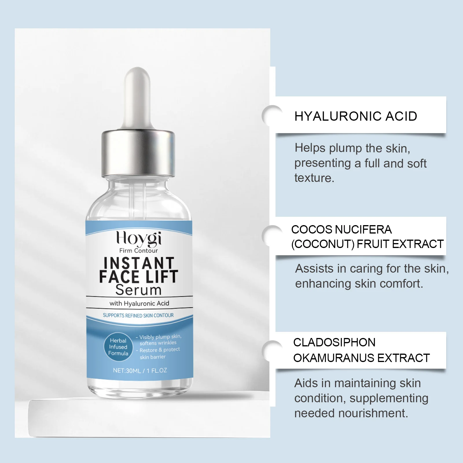 Instant Face Lift Serum 30ml with Hyaluronic Acid for Firming and Plumping Skin 5 instant face lift serum 30ml hyaluronic acid firming hoy 8y33t6un desc 5
