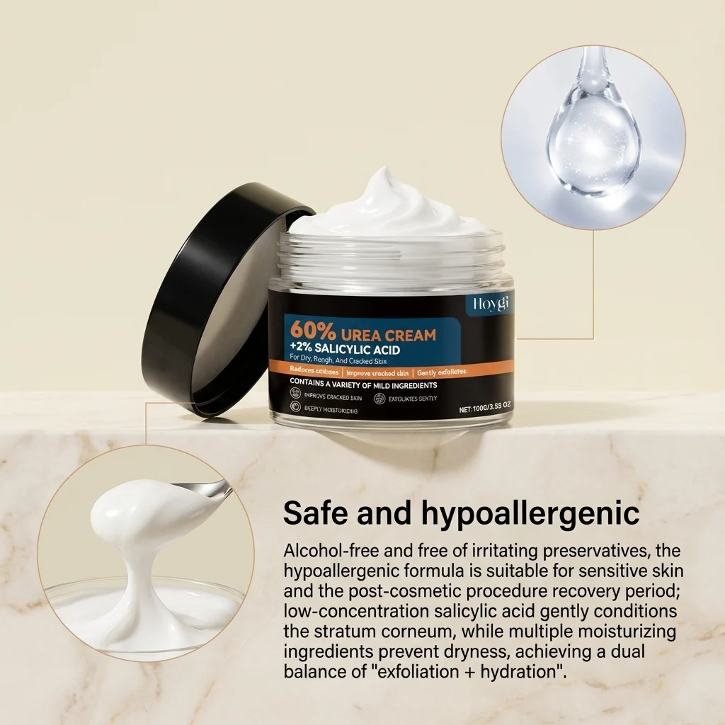 Hoygi 60% Urea Cream with Salicylic Acid for Dry Rough Cracked Skin | 24h Moisturizing & Repair 7 moisturizing body cream urea hoy s7ty42j9 desc 7