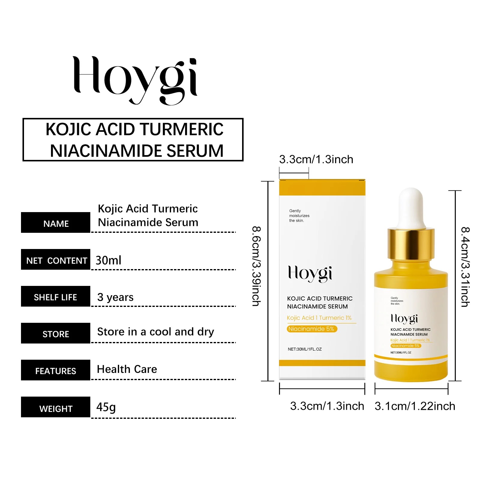 Niacinamide Serum with Kojic Acid & Turmeric for Brightening, Moisturizing & Smooth Skin 30ml 1 niacinamide serum kojic acid turmeric brightening moisturizing 30ml hoy w38wk24d desc 1