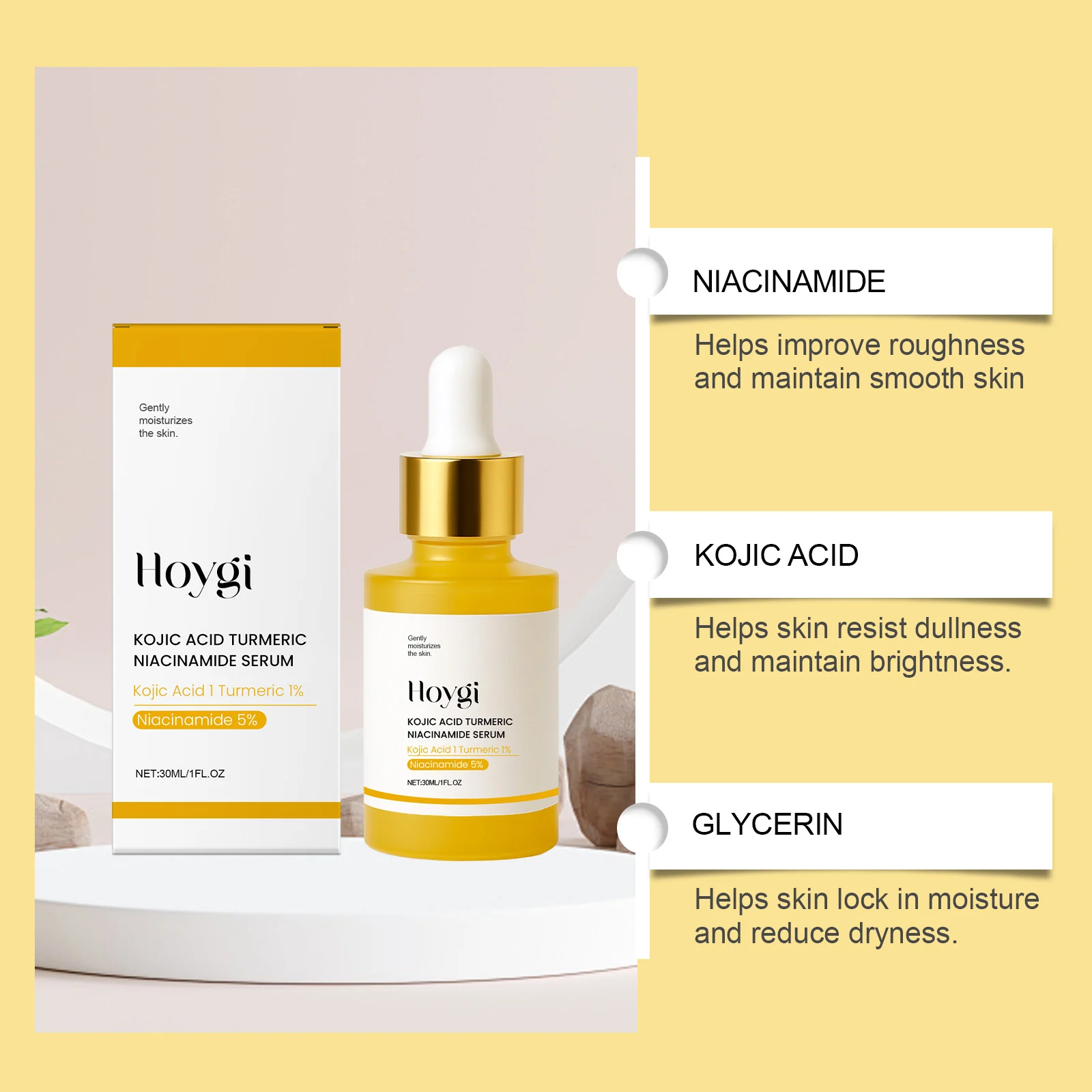 Niacinamide Serum with Kojic Acid & Turmeric for Brightening, Moisturizing & Smooth Skin 30ml 6 niacinamide serum kojic acid turmeric brightening moisturizing 30ml hoy w38wk24d desc 6