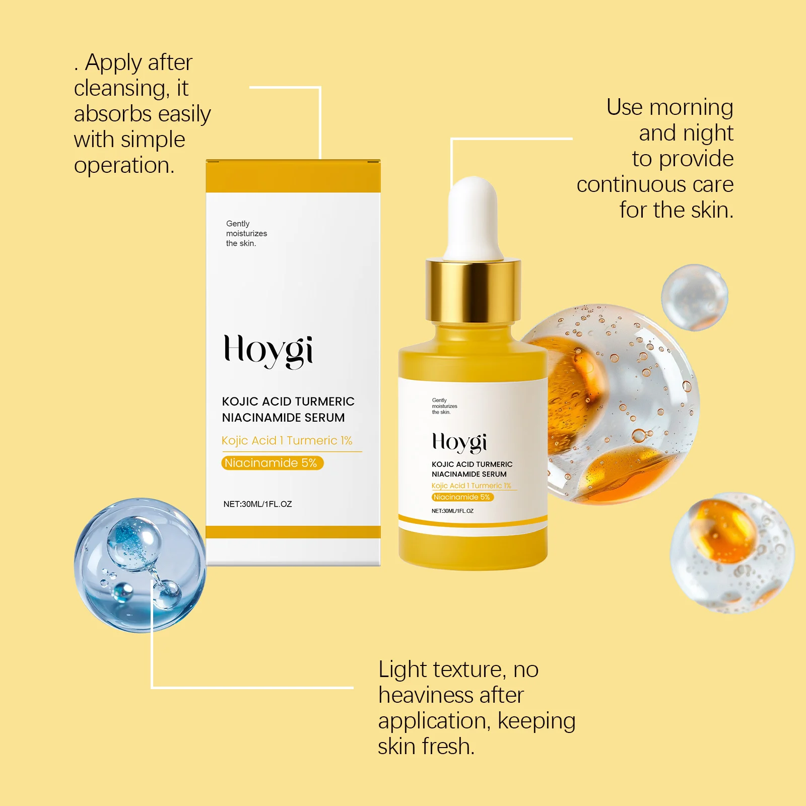 Niacinamide Serum with Kojic Acid & Turmeric for Brightening, Moisturizing & Smooth Skin 30ml 7 niacinamide serum kojic acid turmeric brightening moisturizing 30ml hoy w38wk24d desc 7