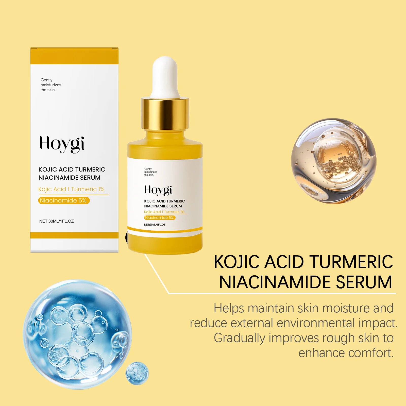Niacinamide Serum with Kojic Acid & Turmeric for Brightening, Moisturizing & Smooth Skin 30ml 8 niacinamide serum kojic acid turmeric brightening moisturizing 30ml hoy w38wk24d desc 8