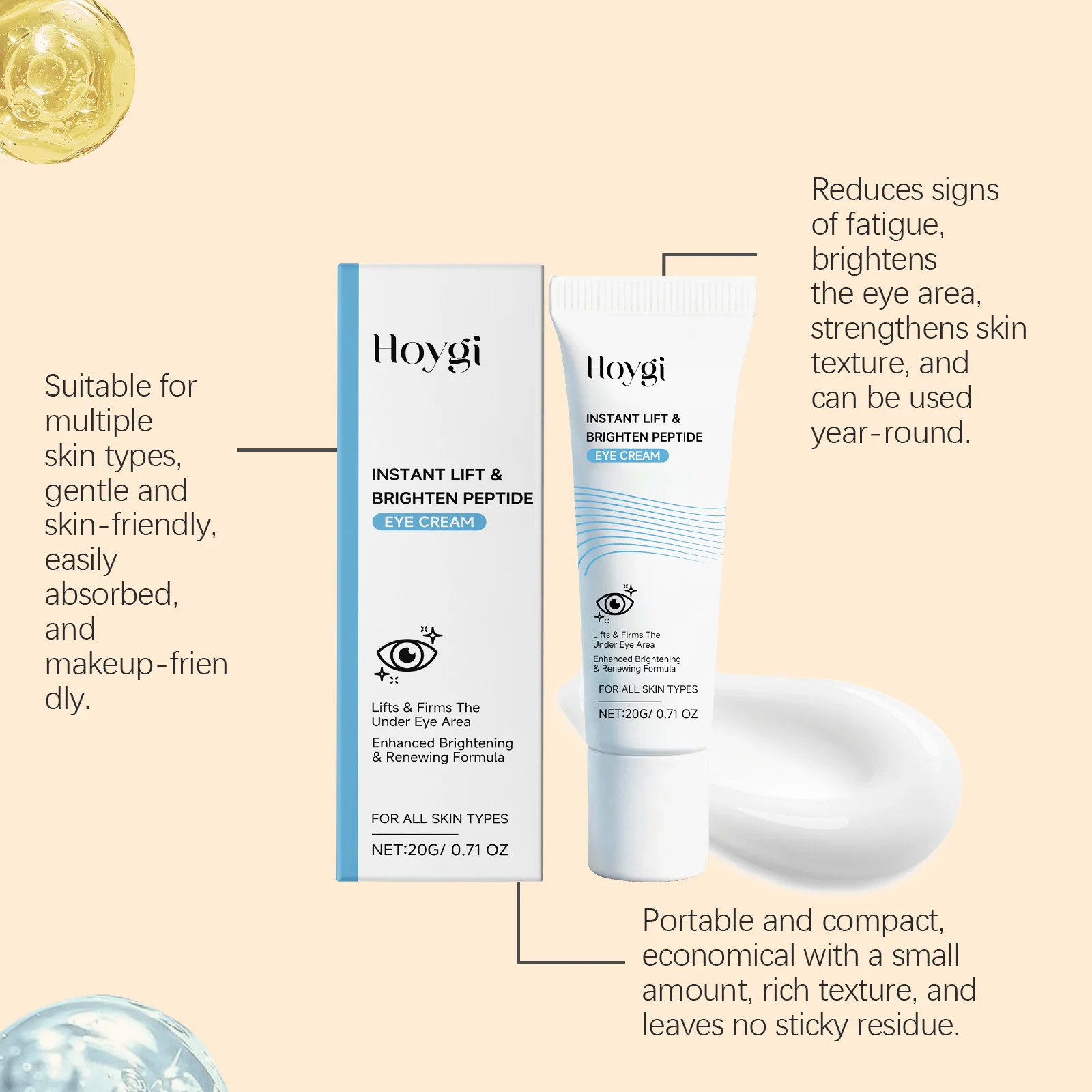 Hoygi Instant Lift & Brighten Peptide Eye Cream for All Skin Types 6 peptide eye cream hoy fzwqfkt2 desc 6