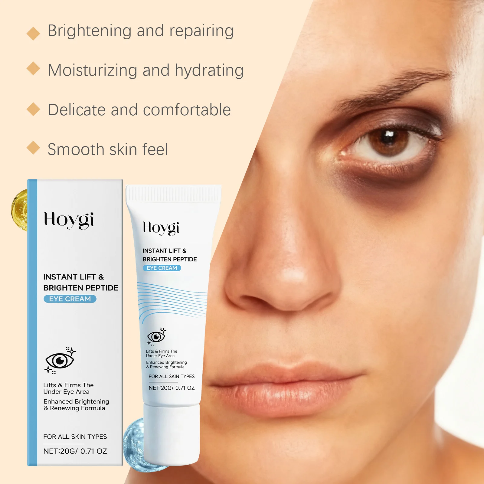 Hoygi Instant Lift & Brighten Peptide Eye Cream for All Skin Types 8 peptide eye cream hoy fzwqfkt2 desc 8