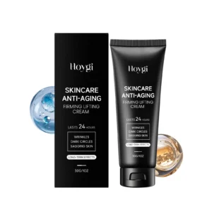 Hoygi Peptide Moisturizing Firming Cream 30g in a sleek white jar, perfect for daily anti-aging skincare routine.