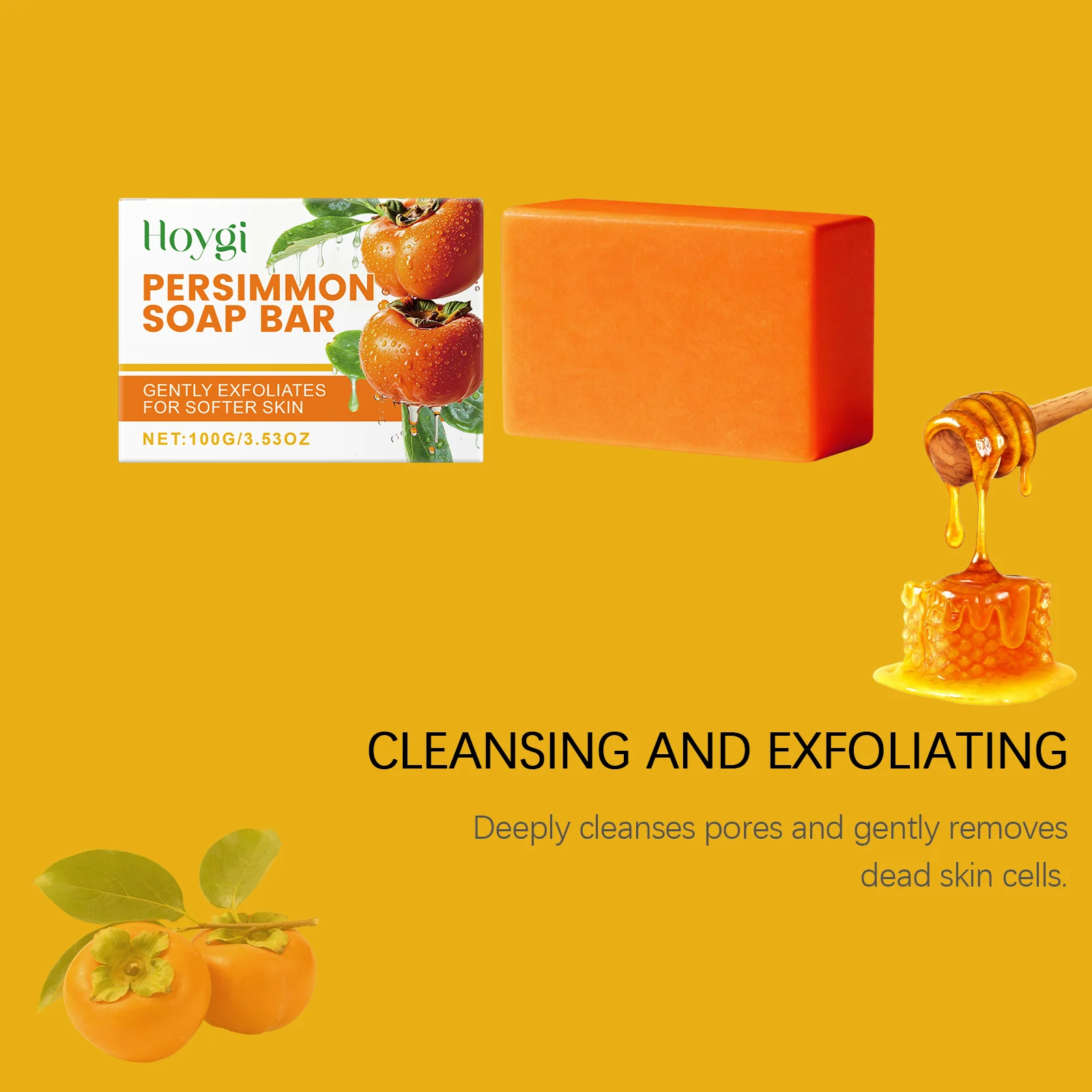 Persimmon Moisturizing Soap Bar, Hydrating & Exfoliating Body Soap for Soft Skin, 100g 8 persimmon moisturizing soap bar hydrating exfoliating body soap 100g hoy kxcergu4 desc 8 2