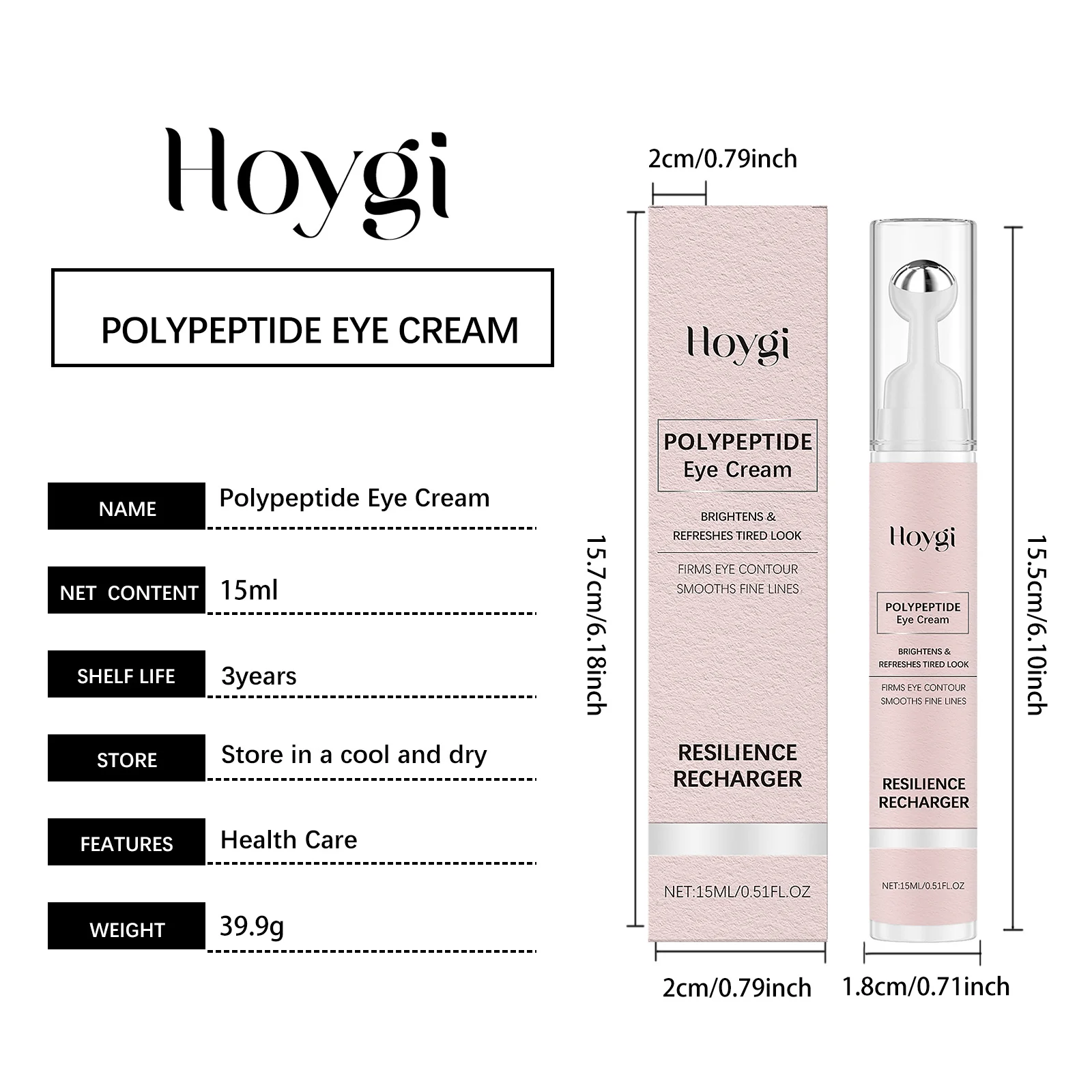 Hoygi Polypeptide Eye Cream for Wrinkles Firming Brightening Moisturizing 15ml 1 polypeptide eye cream hoy 38utj6ea desc 1