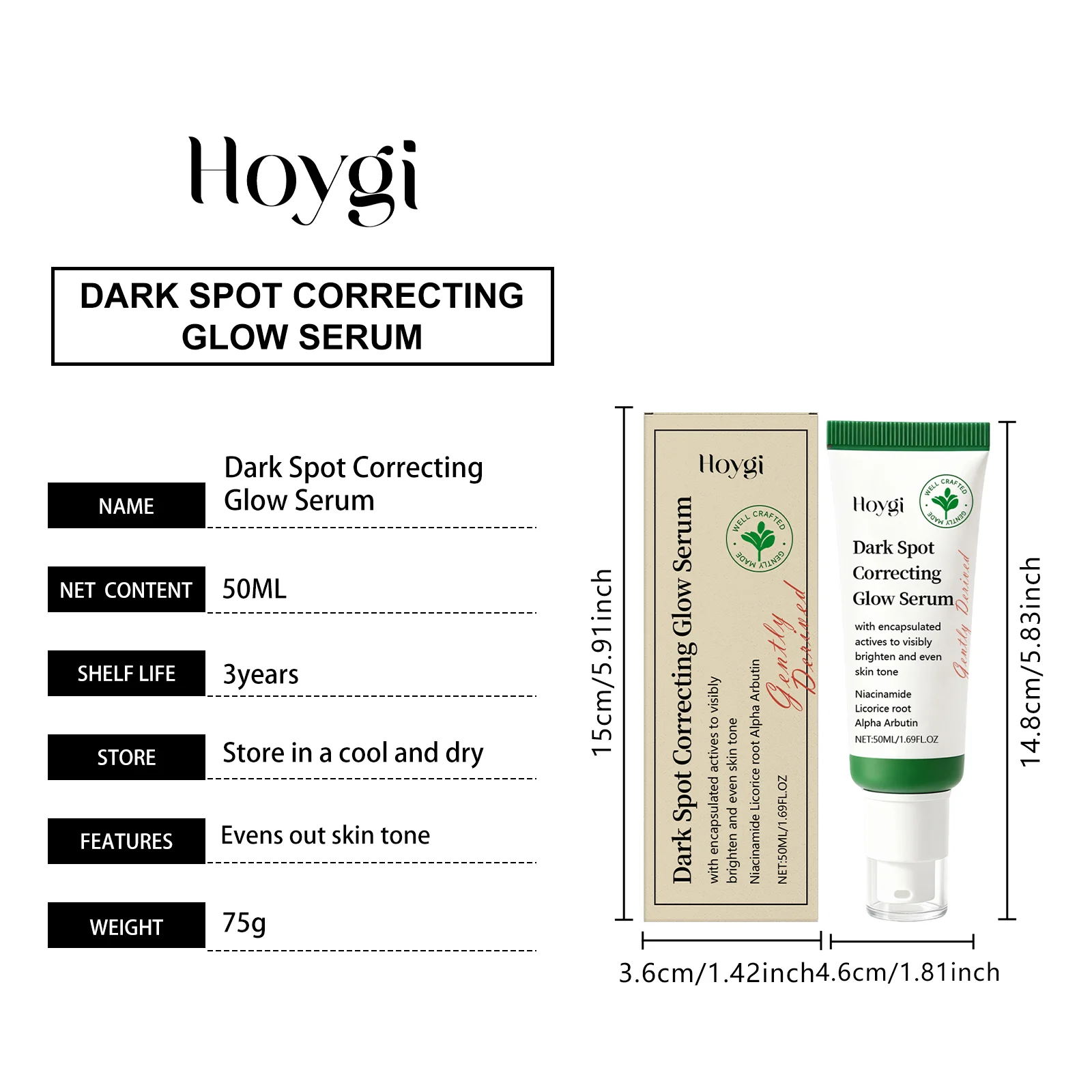 Hoygi Retinol Serum with Niacinamide & Licorice Root for Dark Spot Correcting & Brightening 1 retinol dark spot serum hoy hra7swdm desc 1