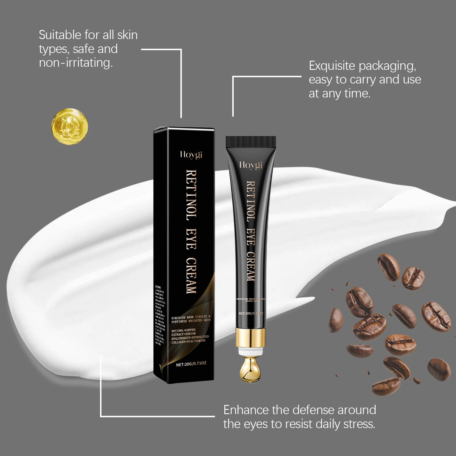 Retinol Eye Cream 20g for Dark Circles, Puffiness & Fine Lines 7 retinol eye cream 20g dark circles puffiness fine lines hoy e5ad3vca desc 7