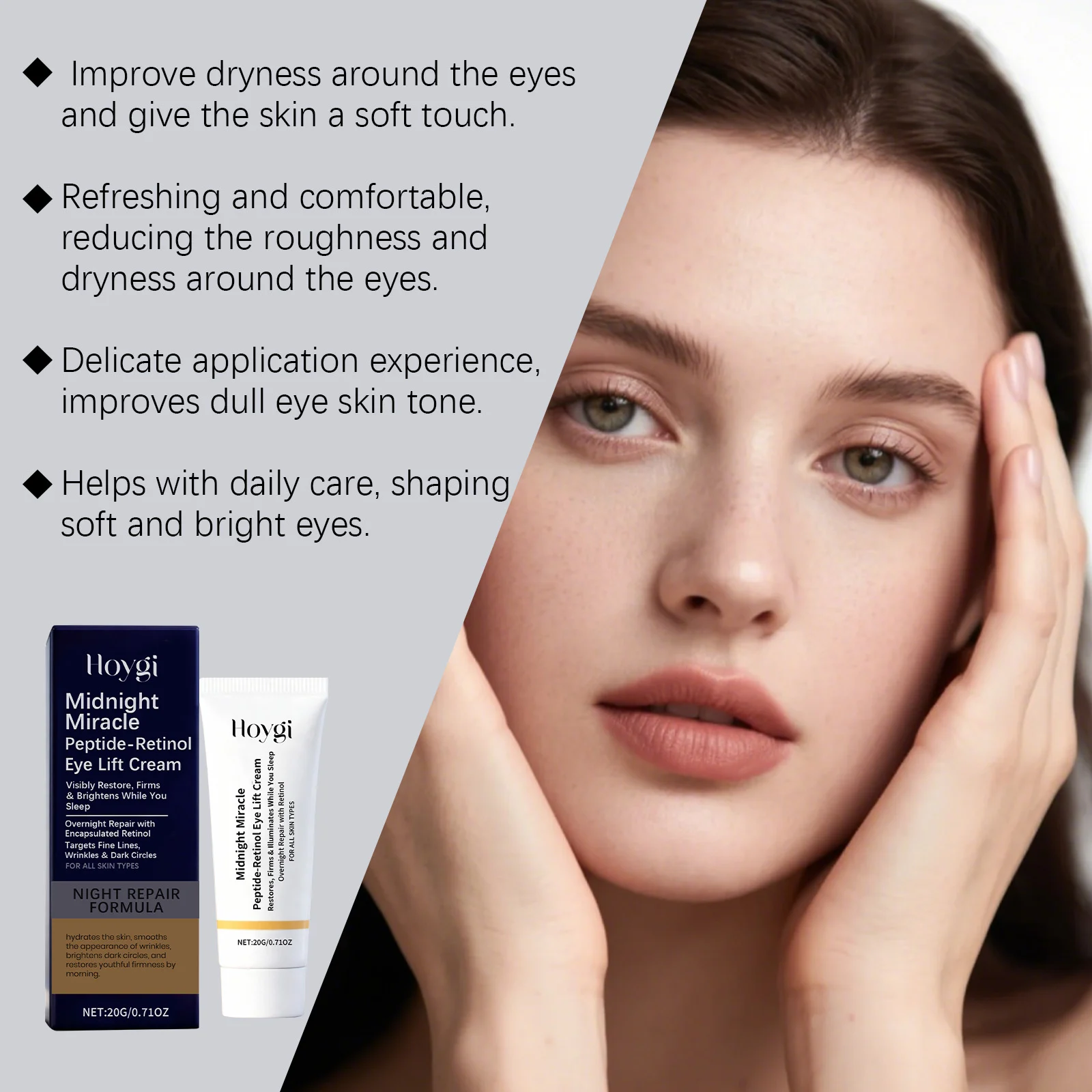 Hoygi Midnight Miracle Peptide-Retinol Eye Lift Cream | Restores, Firms & Brightens 7 retinol eye cream hoy 6fr8cwt8 desc 7