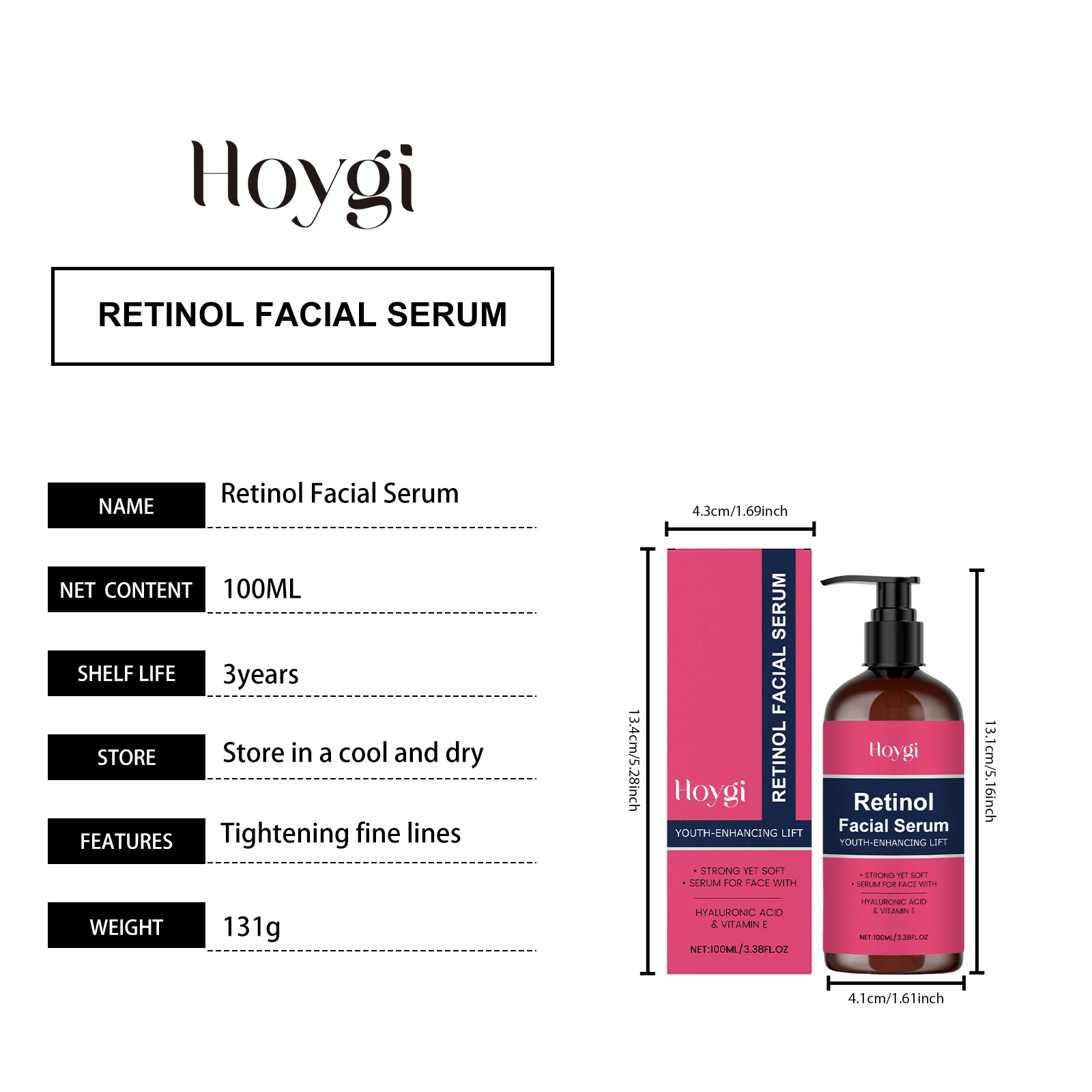 Retinol Facial Serum 100ml with Hyaluronic Acid & Vitamin E for Anti-Aging & Hydration 1 retinol facial serum 100ml hyaluronic acid vitamin e hoy 54n68pzk desc 1