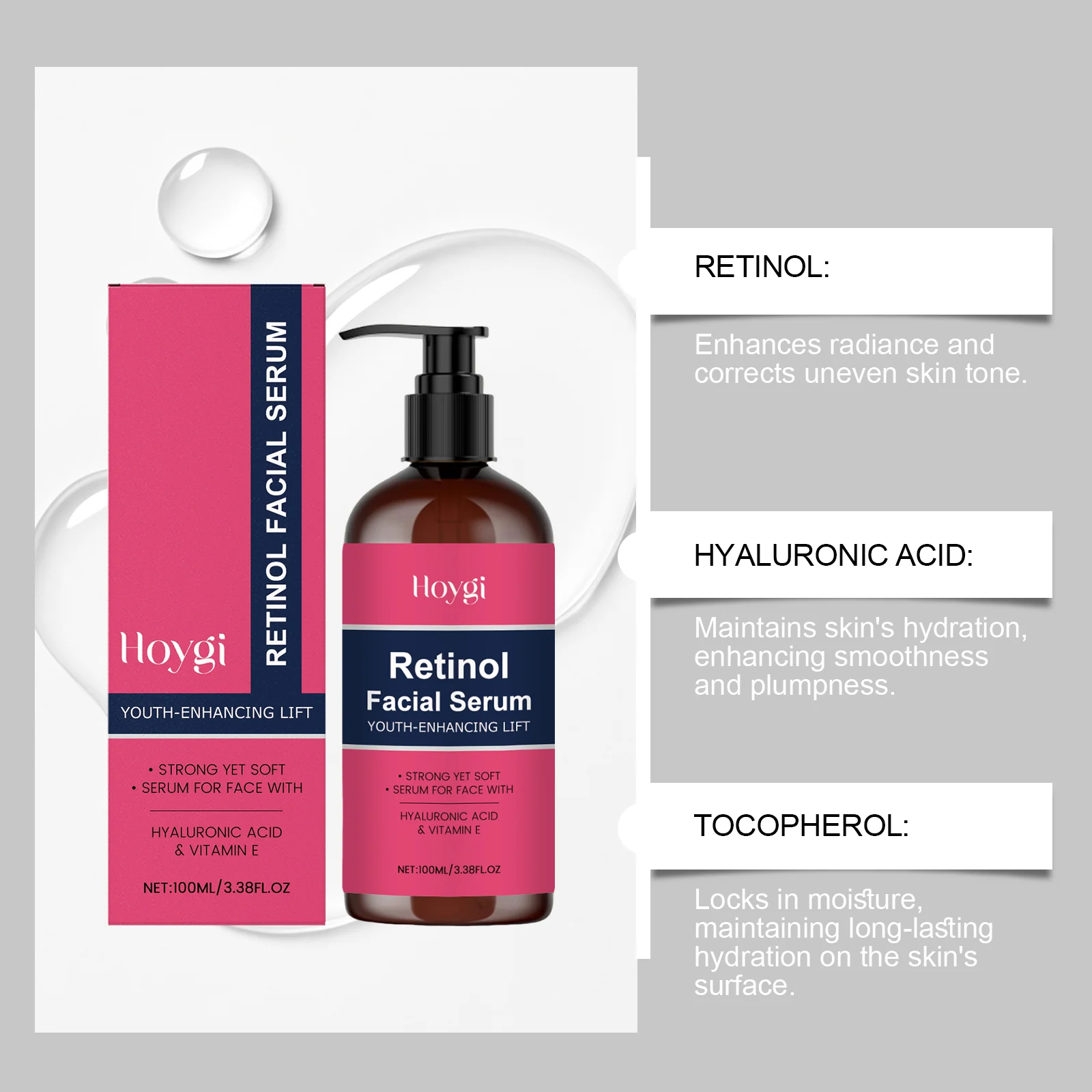 Retinol Facial Serum 100ml with Hyaluronic Acid & Vitamin E for Anti-Aging & Hydration 5 retinol facial serum 100ml hyaluronic acid vitamin e hoy 54n68pzk desc 5