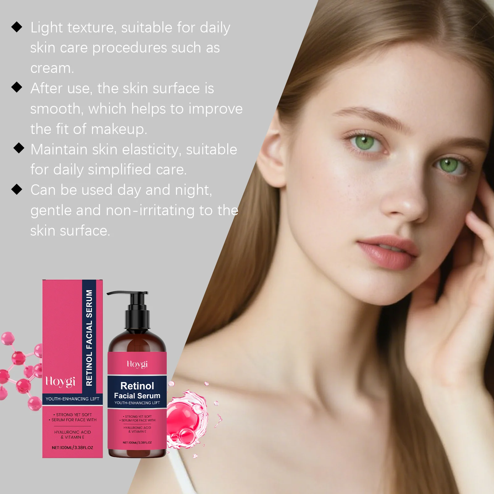 Retinol Facial Serum 100ml with Hyaluronic Acid & Vitamin E for Anti-Aging & Hydration 8 retinol facial serum 100ml hyaluronic acid vitamin e hoy 54n68pzk desc 8