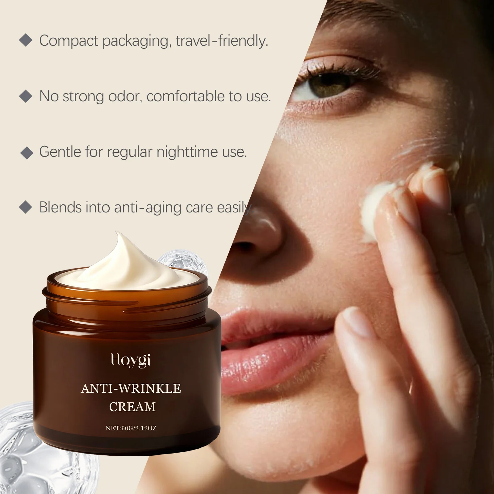 Hoygi Retinol Moisturizing Cream with Hyaluronic Acid for Anti-Wrinkle and Fine Line Care 8 retinol moisturizing cream hoy yyq37f4g desc 9