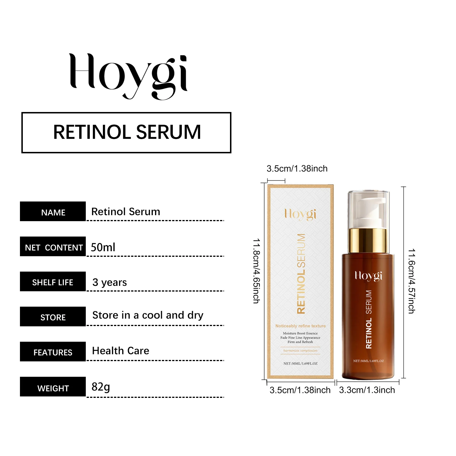 Hoygi Retinol Serum for Face, Moisturizing, Fades Fine Lines, Firms Skin, Evens Tone 1 retinol serum face hoy 7fzrv8we desc 1