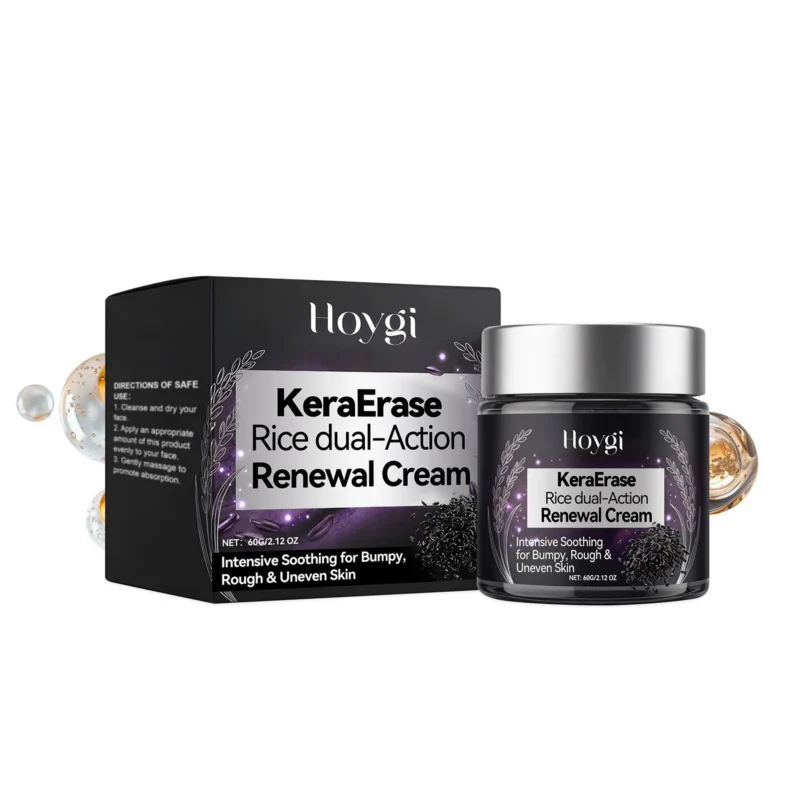 Hoygi Rice Dual Action Renewal Cream 60g in white jar for hydrating and smoothing rough, uneven skin texture