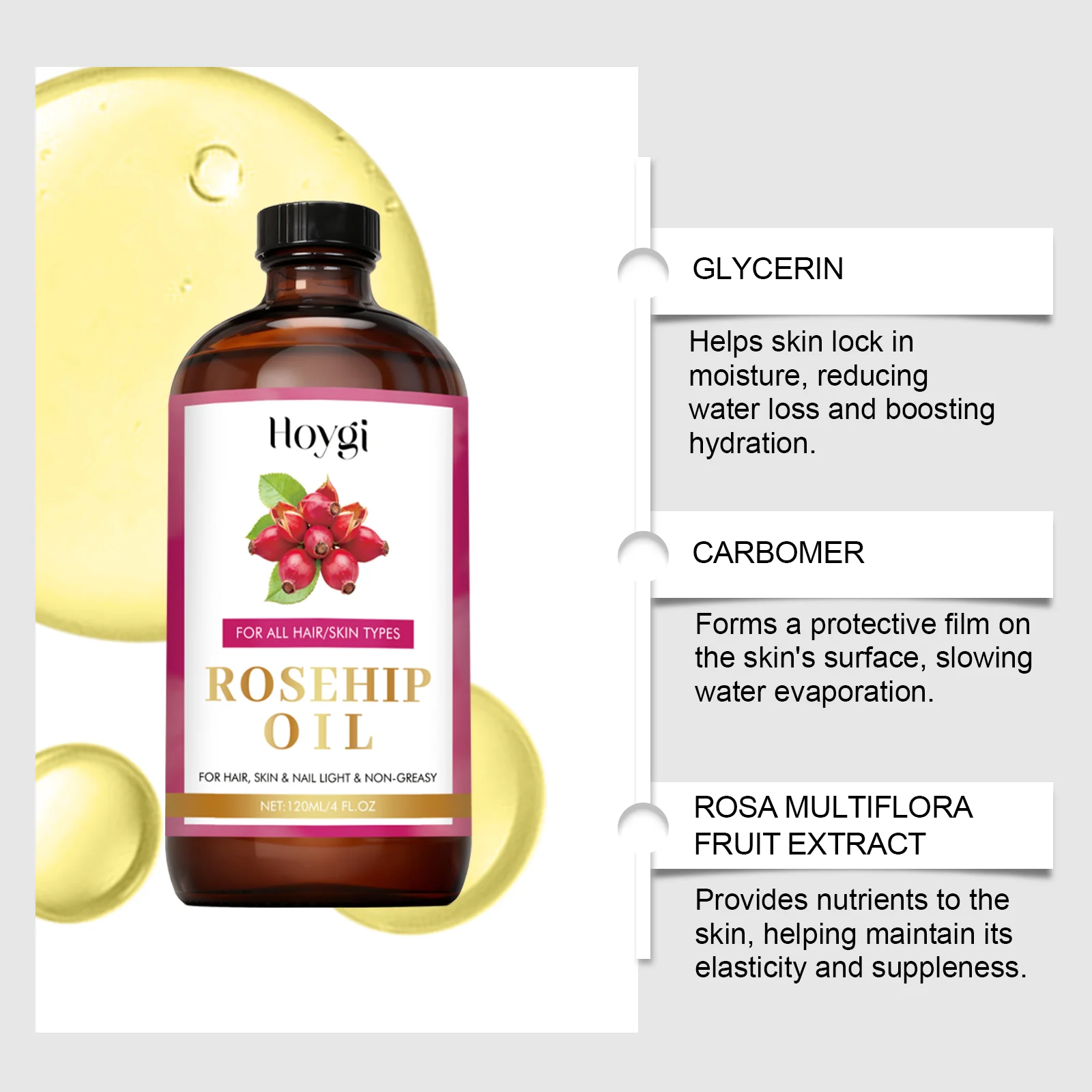 Hoygi Rosehip Seed Oil Lightweight Body Care for Hair Skin & Nails 8 rosehip seed body oil hoy 96ymcph8 desc 8