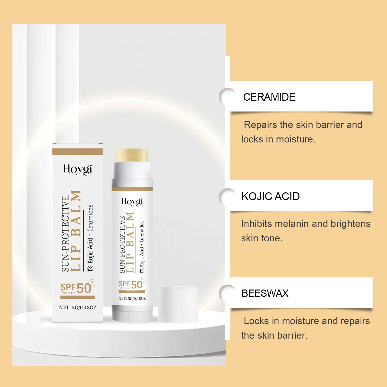 SPF50 Lip Balm with 1% Kojic Acid & Ceramides for Sun Protection & Brightening 7 spf50 lip balm kojic acid ceramides sun protection brightening hoy q4gw62bb desc 7