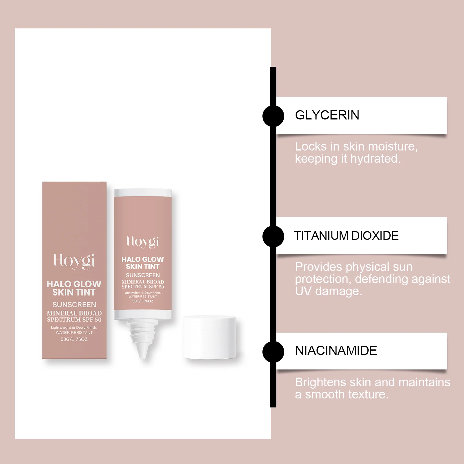 Sunscreen Tinted Moisturizer SPF50 Lightweight Dewy Finish 50g 5 sunscreen tinted moisturizer spf50 50g hoy 5acnqr2r desc 5