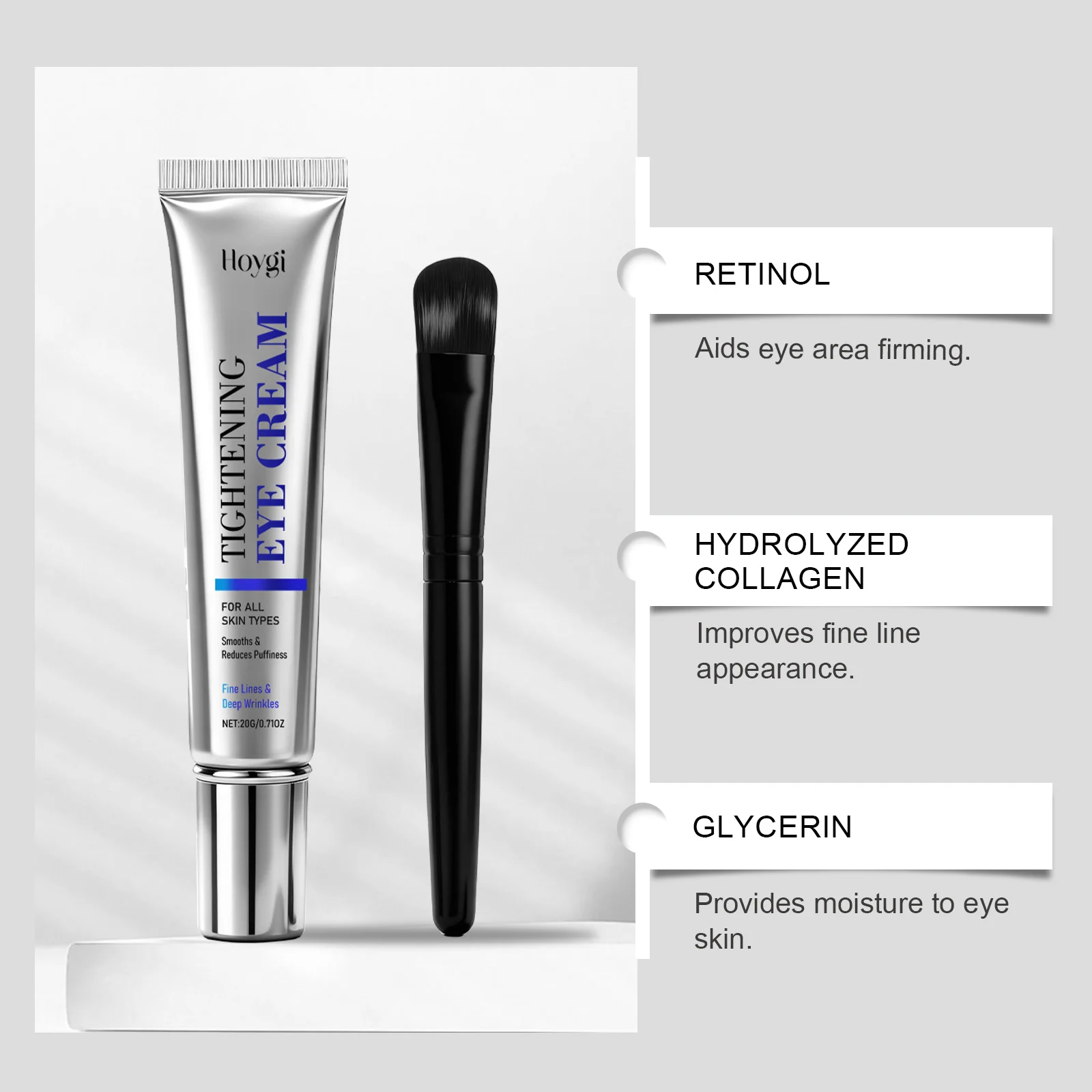 Hoygi Tightening & Smoothing Eye Cream for All Skin Types, Reduces Puffiness & Fine Lines 5 tightening smoothing eye cream hoy z54tgfrb desc 5