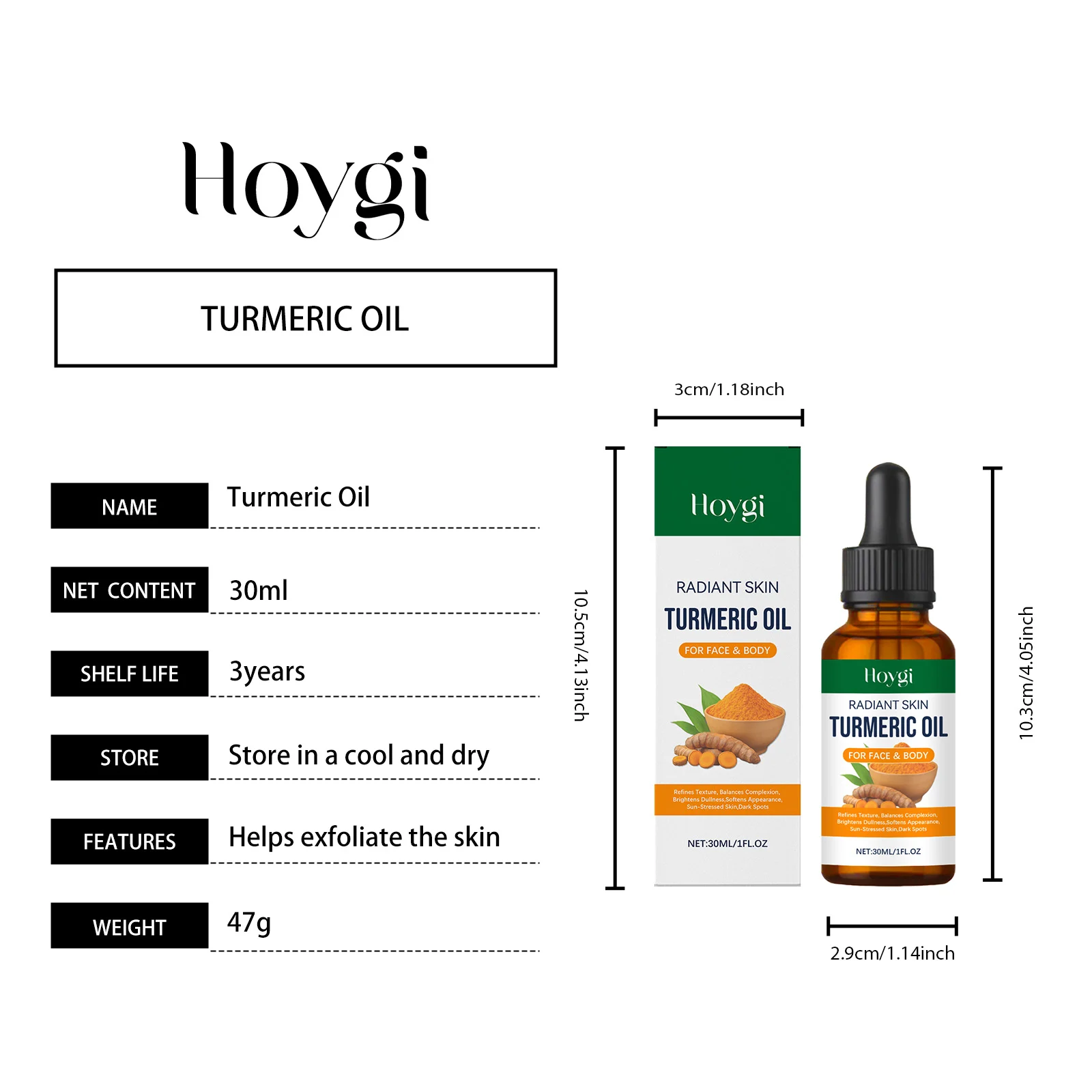 Hoygi Turmeric Face Oil for Radiant Skin - Brightening, Texture Refining & Hydration 1 turmeric face body oil hoy zyhxymxw desc 1
