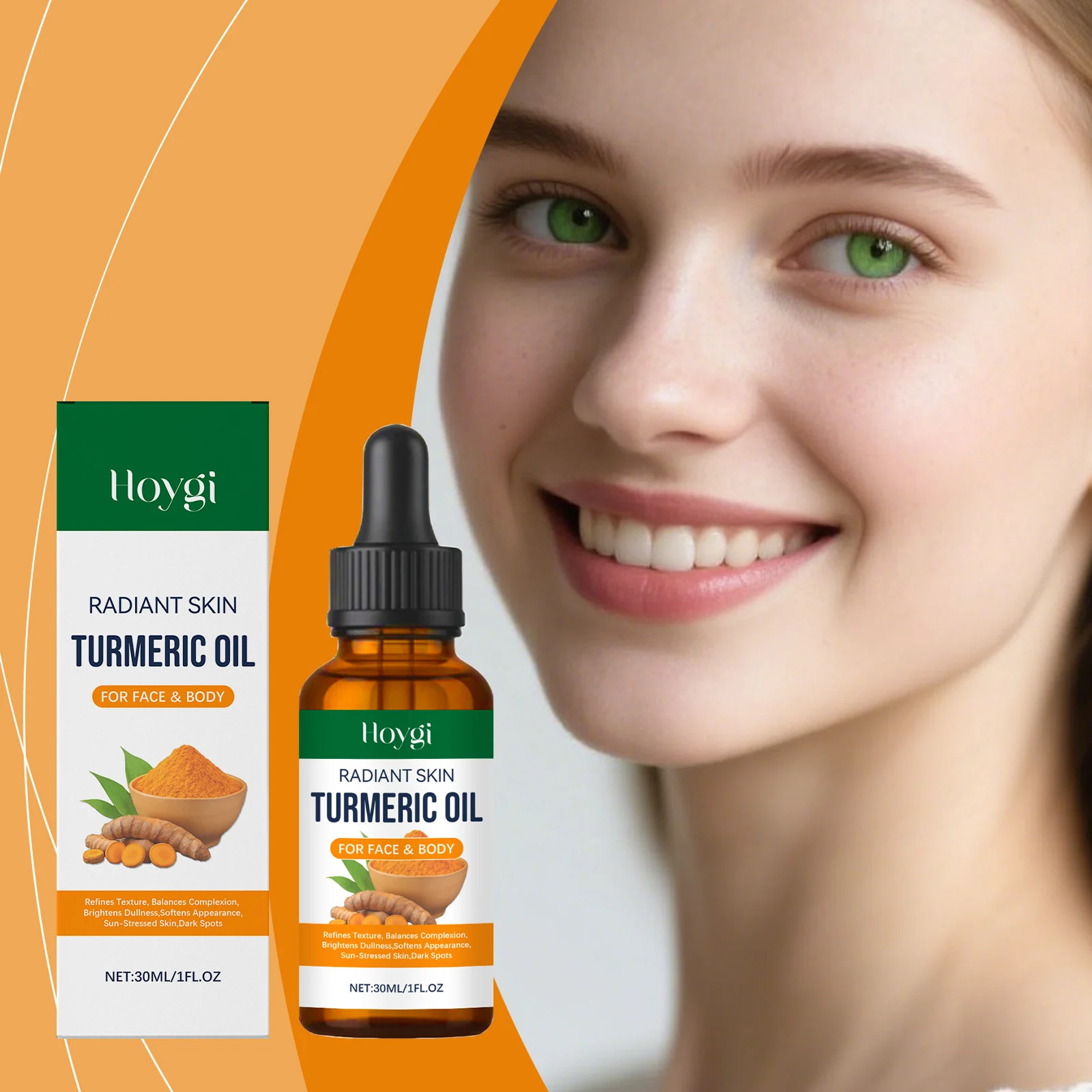 Hoygi Turmeric Face Oil for Radiant Skin - Brightening, Texture Refining & Hydration 2 turmeric face body oil hoy zyhxymxw desc 2