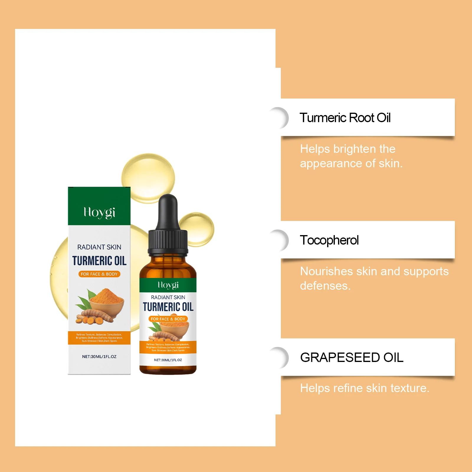 Hoygi Turmeric Face Oil for Radiant Skin - Brightening, Texture Refining & Hydration 6 turmeric face body oil hoy zyhxymxw desc 6