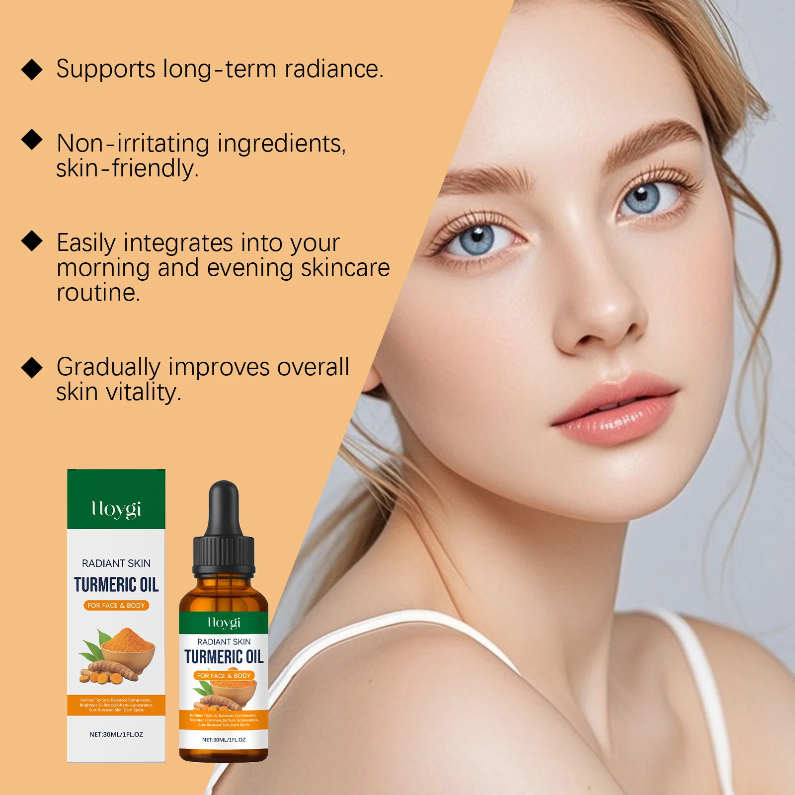Hoygi Turmeric Face Oil for Radiant Skin - Brightening, Texture Refining & Hydration 8 turmeric face body oil hoy zyhxymxw desc 8