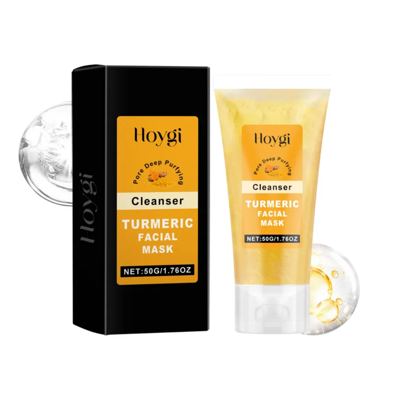 Hoygi Turmeric Peel-Off Facial Mask for deep pore cleansing, brightening, and hydration in a 50g tube.