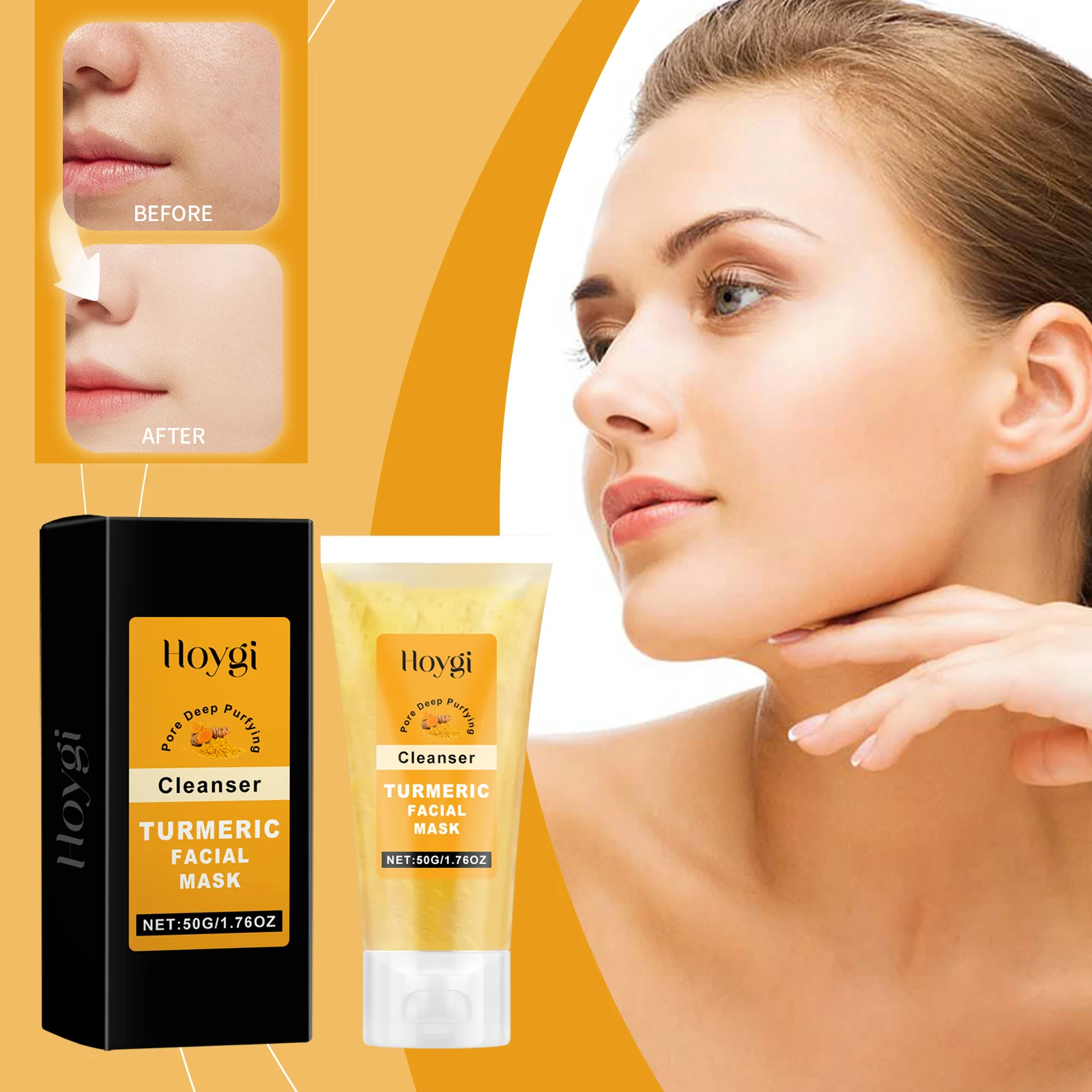 Turmeric Peel-Off Mask Deep Cleansing Pores Brightening Hydrating Facial Mask 50g 2 turmeric peel off mask deep cleansing brightening 50g hoy 5x3ssssk desc 2