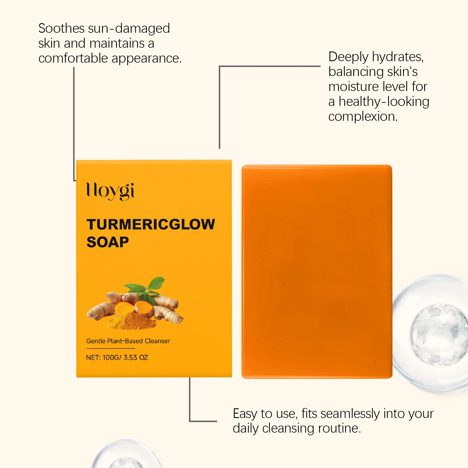 Turmeric Soap for Glowing Skin, Hydrating Daily Cleanser for Even & Radiant Complexion, 100g Bar 6 turmeric soap glowing skin hydrating cleanser 100g hoy 52jjbd5u desc 6