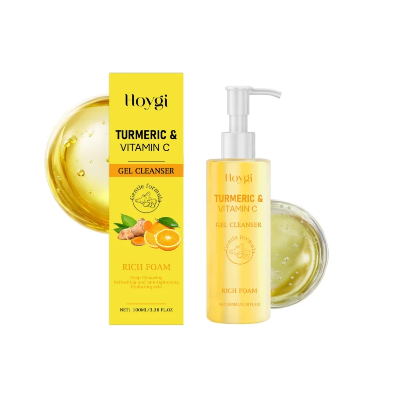 Hoygi Turmeric & Vitamin C Gel Cleanser in a 100ml bottle, offering deep cleansing and hydration for all skin types