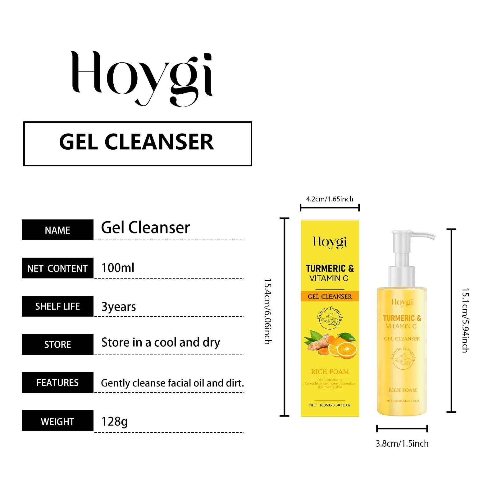 Turmeric & Vitamin C Gel Cleanser Deep Cleansing Hydrating Skin 100ml 1 turmeric vitamin c gel cleanser 100ml hoy wxqufhum desc 1