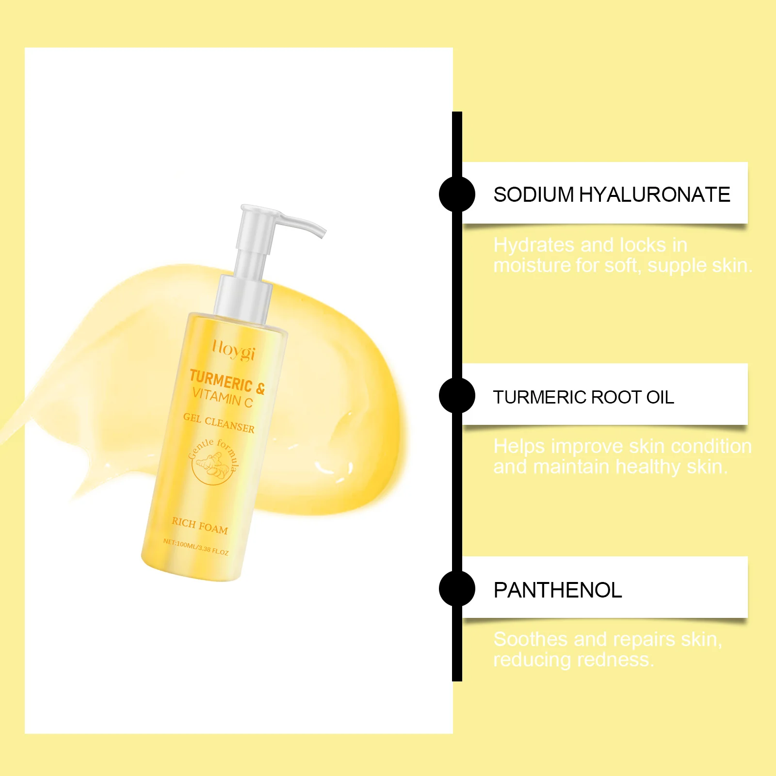 Turmeric & Vitamin C Gel Cleanser Deep Cleansing Hydrating Skin 100ml 6 turmeric vitamin c gel cleanser 100ml hoy wxqufhum desc 6