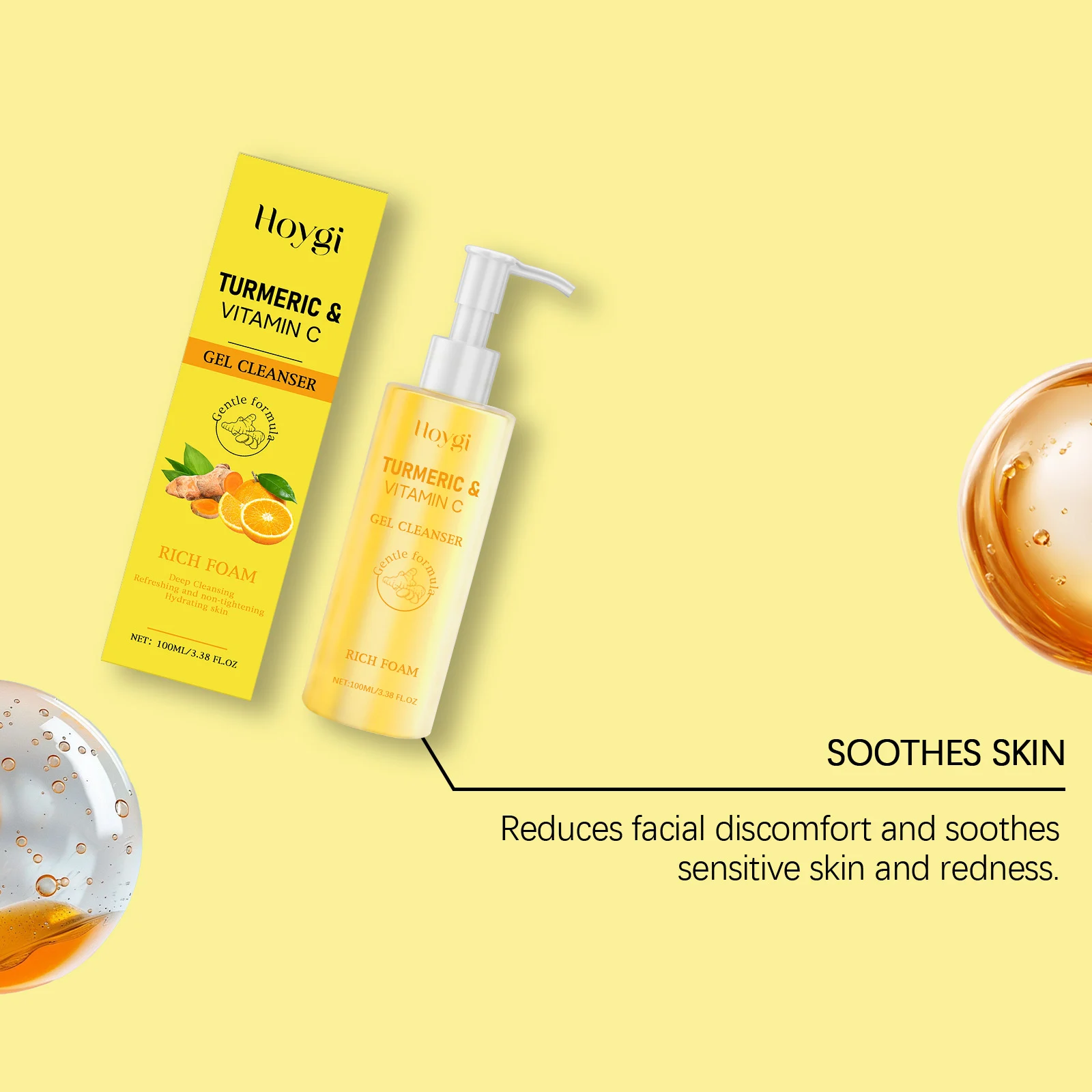 Turmeric & Vitamin C Gel Cleanser Deep Cleansing Hydrating Skin 100ml 7 turmeric vitamin c gel cleanser 100ml hoy wxqufhum desc 7