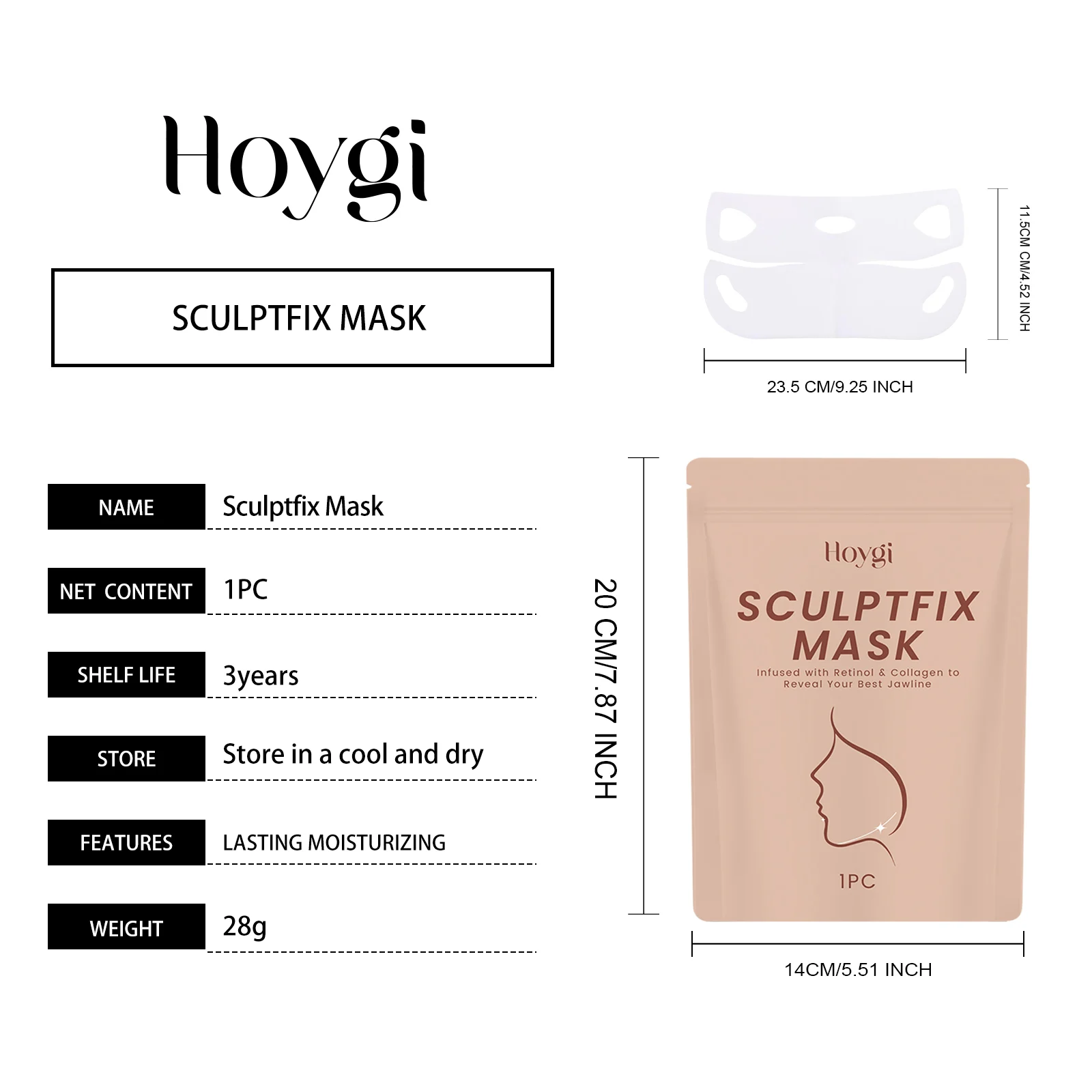 V-Shaped Face Sculpting Mask Retinol & Collagen Infused for Jawline Enhancement 1 v shaped face sculpting mask retinol collagen jawline enhancement hoy xfxzzrpj desc 1