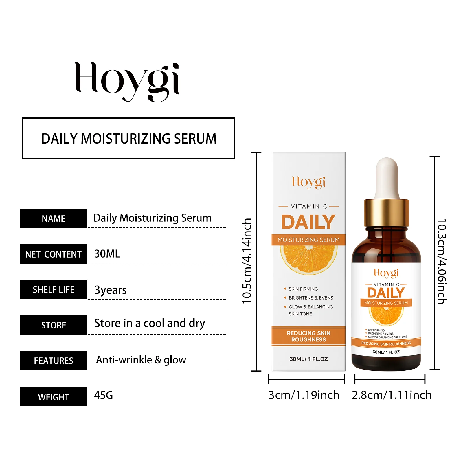 Vitamin C Moisturizing Serum 30ml Daily Anti-Wrinkle Brightening Face Serum for All Skin Types 1 vitamin c moisturizing serum 30ml hoy hwezaeur desc 1